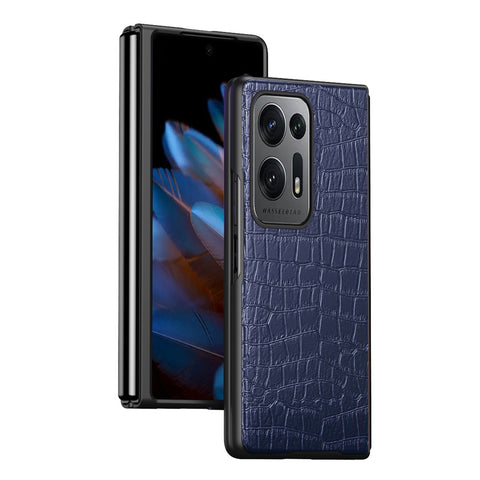 For Oppo Find N2 5G Crocodile Texture Phone Case PU Leather Coated PC Anti-Scratch Shockproof Phone Cover