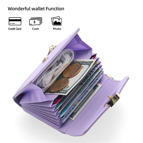 POLA Crossbody Leather Phone Case For Samsung Galaxy Z Flip3 5G , Zipper Purse Kickstand Wallet Phone Cover