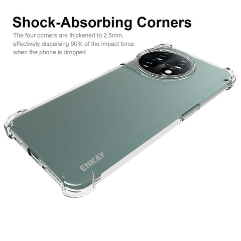 ENKAY HAT PRINCE For OnePlus 11 5G Clear TPU Phone Cover Transparent Phone Case with Anti-slip Strip Edge