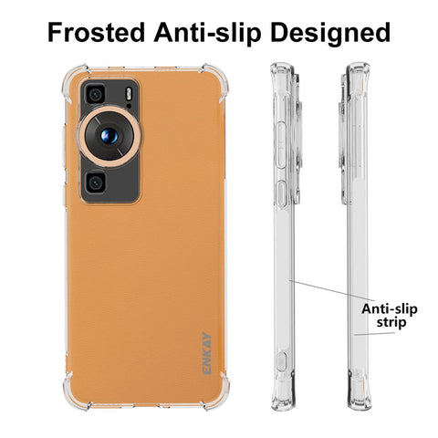 ENKAY HAT PRINCE For Huawei P60 Drop-proof Clear TPU Phone Cover Transparent Phone Case with Anti-slip Strip Edge