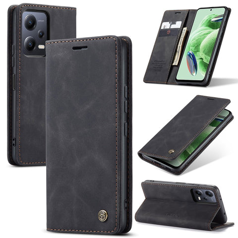 CASEME 013 Series Phone Case for Xiaomi Redmi Note 12 5G (Global) / (India) / (China) / Poco X5 5G Shockproof PU Leather Case Wallet Stand Cover
