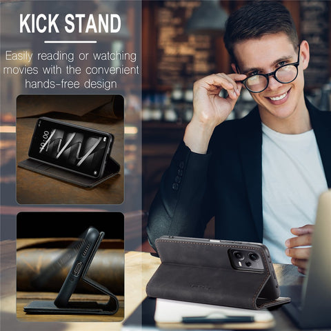 CASEME 013 Series Phone Case for Xiaomi Redmi Note 12 5G (Global) / (India) / (China) / Poco X5 5G Shockproof PU Leather Case Wallet Stand Cover
