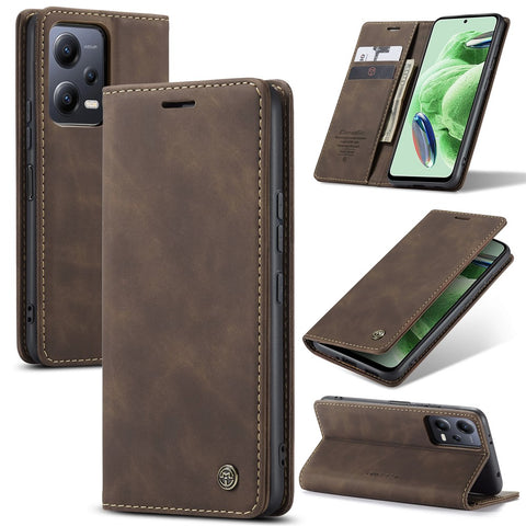 CASEME 013 Series Phone Case for Xiaomi Redmi Note 12 5G (Global) / (India) / (China) / Poco X5 5G Shockproof PU Leather Case Wallet Stand Cover