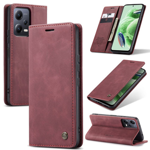 CASEME 013 Series Phone Case for Xiaomi Redmi Note 12 5G (Global) / (India) / (China) / Poco X5 5G Shockproof PU Leather Case Wallet Stand Cover