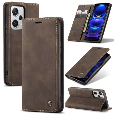 CASEME 013 Series Phone Shell for Xiaomi Redmi Note 12 Pro+ 5G PU Leather Case Wallet Stand Cover