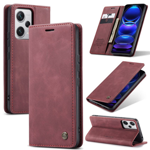 CASEME 013 Series Phone Shell for Xiaomi Redmi Note 12 Pro+ 5G PU Leather Case Wallet Stand Cover