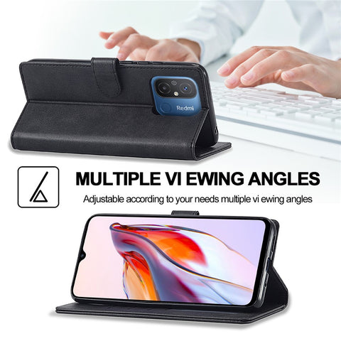 LC.IMEEKE For Xiaomi Redmi 12C 4G / 11A 4G Drop-proof Phone Case Calf Texture Wallet Stand Leather Cell Phone Cover