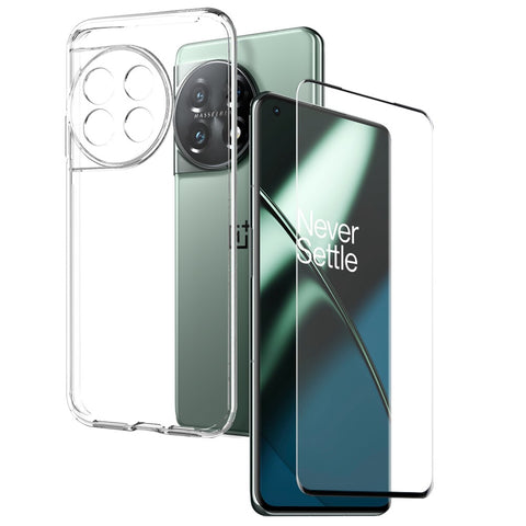 NORTHJO For OnePlus 11 5G Transparent Phone TPU Case + Anti-scratch Tempered Glass Screen Protector