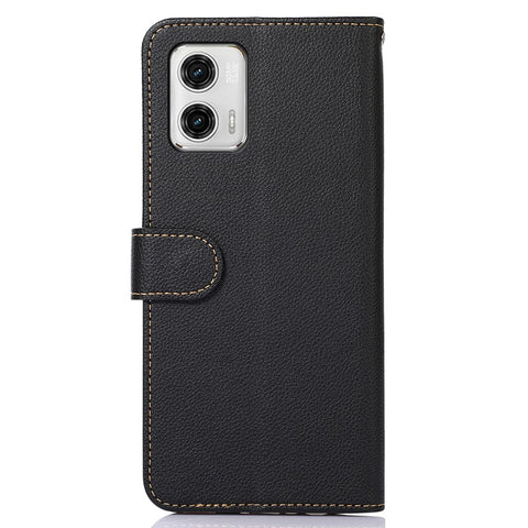 KHAZNEH For Motorola Moto G73 5G RFID Blocking Phone Case Litchi Texture Stand Wallet Phone Leather Cover