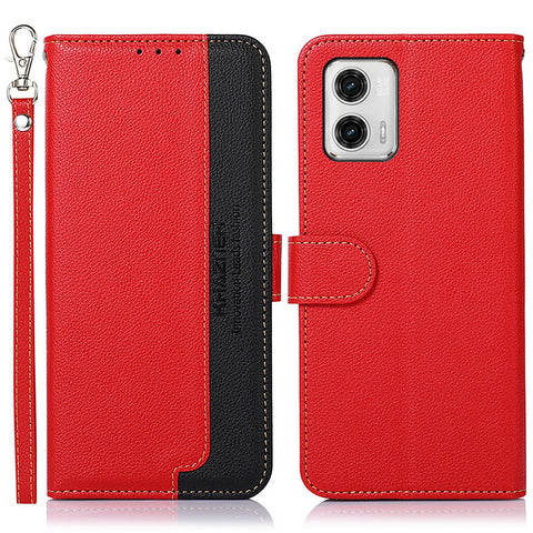 KHAZNEH For Motorola Moto G73 5G RFID Blocking Phone Case Litchi Texture Stand Wallet Phone Leather Cover