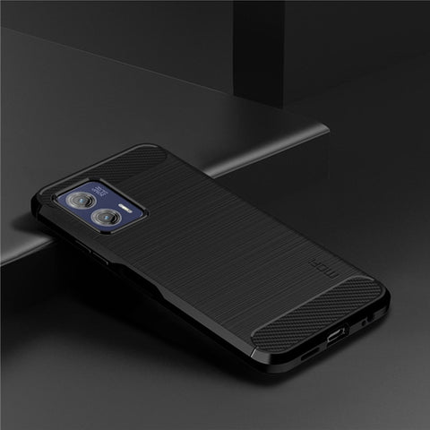 MOFI JK TPU Series-1 For Motorola Moto G73 5G Bump Proof Phone Cover Brushed Carbon Fiber Case TPU Shell