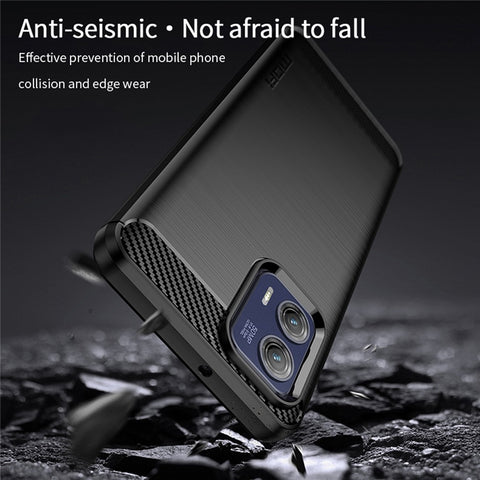 MOFI JK TPU Series-1 For Motorola Moto G73 5G Bump Proof Phone Cover Brushed Carbon Fiber Case TPU Shell