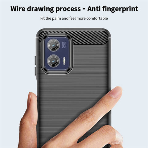 MOFI JK TPU Series-1 For Motorola Moto G73 5G Bump Proof Phone Cover Brushed Carbon Fiber Case TPU Shell