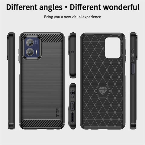 MOFI JK TPU Series-1 For Motorola Moto G73 5G Bump Proof Phone Cover Brushed Carbon Fiber Case TPU Shell