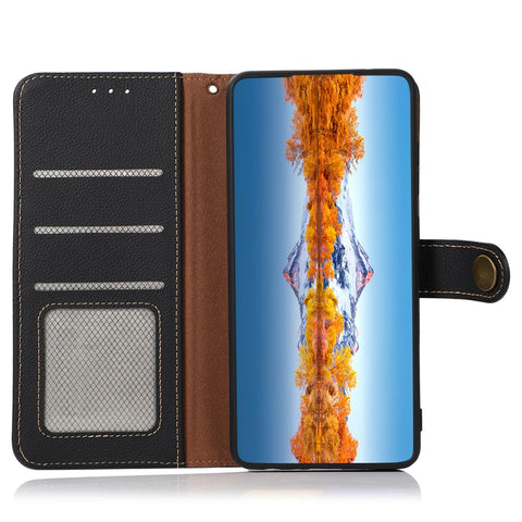 KHAZNEH For OnePlus Nord CE 3 Lite 5G / Nord N30 5G RFID Blocking Phone Wallet Case Genuine Leather Stand Phone Cover