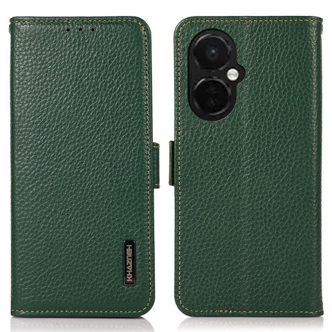 KHAZNEH For OnePlus Nord CE 3 Lite 5G / Nord N30 5G RFID Blocking Phone Case Genuine Cow Leather Wallet Stand Smartphone Cover
