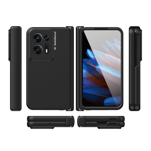 Anti-scratch Phone Cover For Oppo Find N2 5G Side Hinge Hard PC Phone Case with Tempered Glass Film