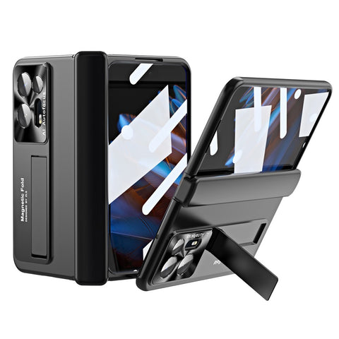 Anti-scratch Phone Case For Oppo Find N2 5G , Hinge Protection Kickstand PC Phone Cover with Screen Film