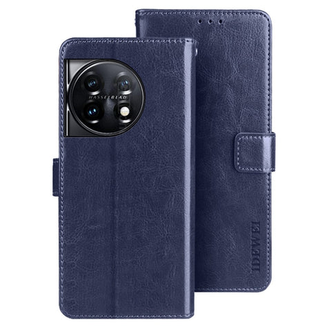 IDEWEI For OnePlus 11 5G Stand Crazy Horse Texture Wallet Cover Anti-Scratch PU Leather Phone Flip Case