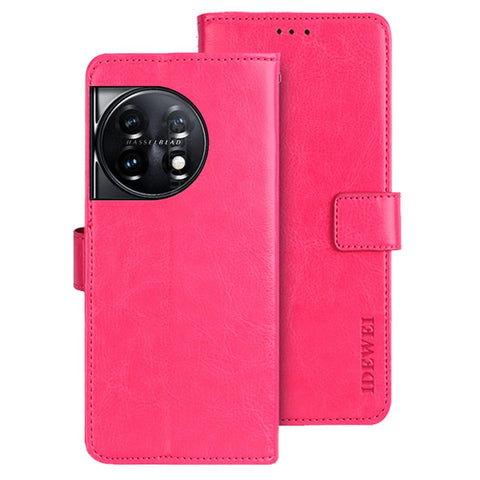 IDEWEI For OnePlus 11 5G Stand Crazy Horse Texture Wallet Cover Anti-Scratch PU Leather Phone Flip Case