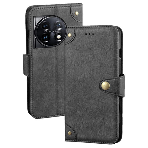 IDEWEI For OnePlus 11 5G Phone Flip Case Fine Texture TPU+PU Leather Wallet Phone Stand Cover