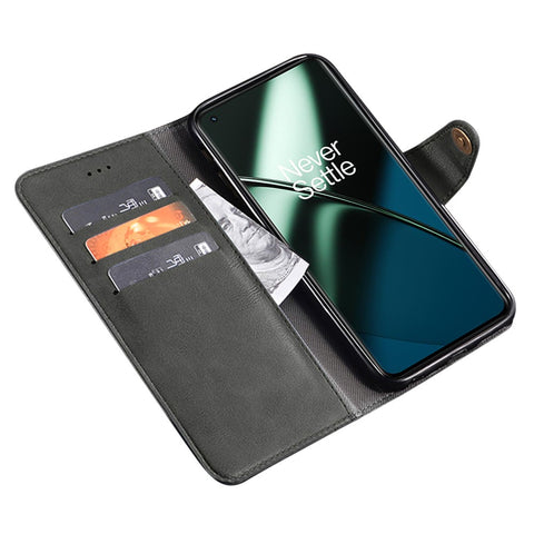 IDEWEI For OnePlus 11 5G Phone Flip Case Fine Texture TPU+PU Leather Wallet Phone Stand Cover