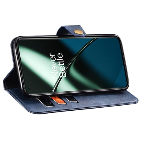 IDEWEI For OnePlus 11 5G Phone Flip Case Fine Texture TPU+PU Leather Wallet Phone Stand Cover