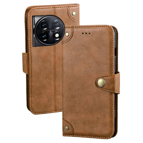 IDEWEI For OnePlus 11 5G Phone Flip Case Fine Texture TPU+PU Leather Wallet Phone Stand Cover