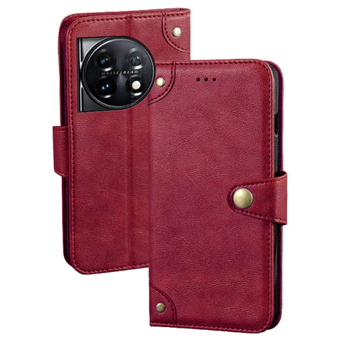 IDEWEI For OnePlus 11 5G Phone Flip Case Fine Texture TPU+PU Leather Wallet Phone Stand Cover
