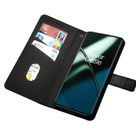 IDEWEI For OnePlus 11 5G Color Splicing Leather Magnetic Cover Phone Case with Card Slots and Wrist Strap