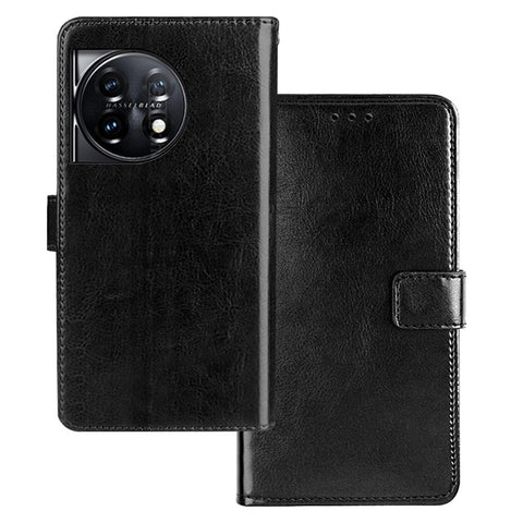 IDEWEI For OnePlus 11 5G Magnetic Closure Wallet Phone Case Crazy Horse Texture Stand PU Leather Phone Shell