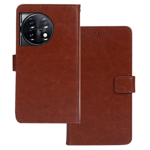 IDEWEI For OnePlus 11 5G Magnetic Closure Wallet Phone Case Crazy Horse Texture Stand PU Leather Phone Shell