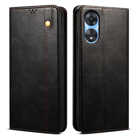 For Oppo A78 5G / A58x 5G / A58 5G Waxy Crazy Horse Texture Anti-drop Phone Case Leather Stand Wallet Phone Cover