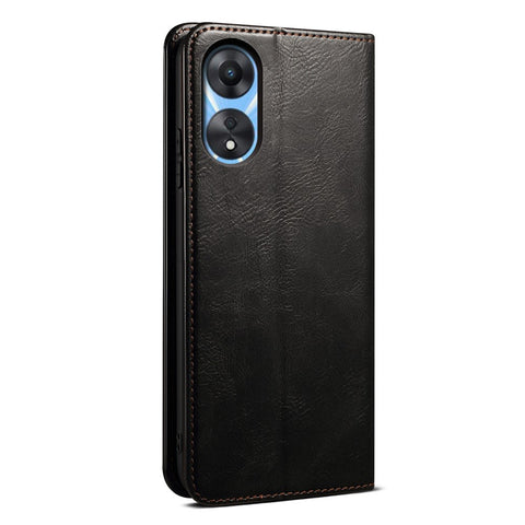 For Oppo A78 5G / A58x 5G / A58 5G Waxy Crazy Horse Texture Anti-drop Phone Case Leather Stand Wallet Phone Cover