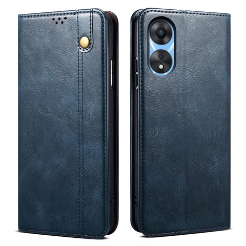 For Oppo A78 5G / A58x 5G / A58 5G Waxy Crazy Horse Texture Anti-drop Phone Case Leather Stand Wallet Phone Cover