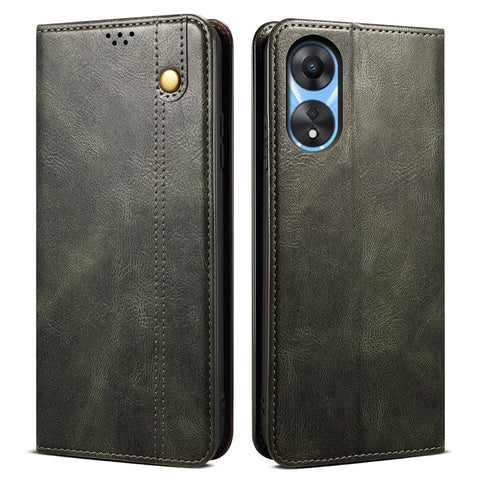 For Oppo A78 5G / A58x 5G / A58 5G Waxy Crazy Horse Texture Anti-drop Phone Case Leather Stand Wallet Phone Cover