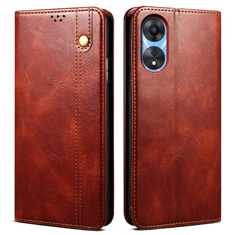 For Oppo A78 5G / A58x 5G / A58 5G Waxy Crazy Horse Texture Anti-drop Phone Case Leather Stand Wallet Phone Cover