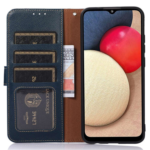 KHAZNEH For Xiaomi Poco C55 4G / Redmi 11A 4G / 12C 4G RFID Blocking Stand Wallet Case PU Leather Litchi Texture Cover