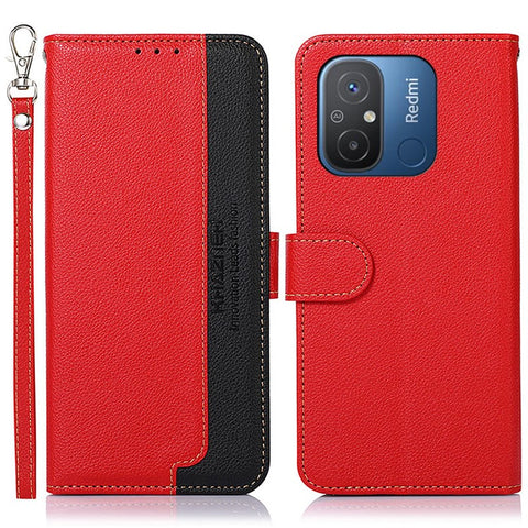 KHAZNEH For Xiaomi Poco C55 4G / Redmi 11A 4G / 12C 4G RFID Blocking Stand Wallet Case PU Leather Litchi Texture Cover