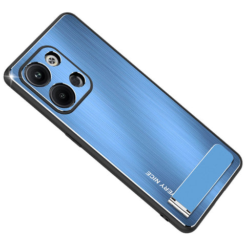 For Oppo Reno9 Pro+ 5G Phone Case Kickstand TPU Frame Brushed Aluminium Alloy Back Phone CCover