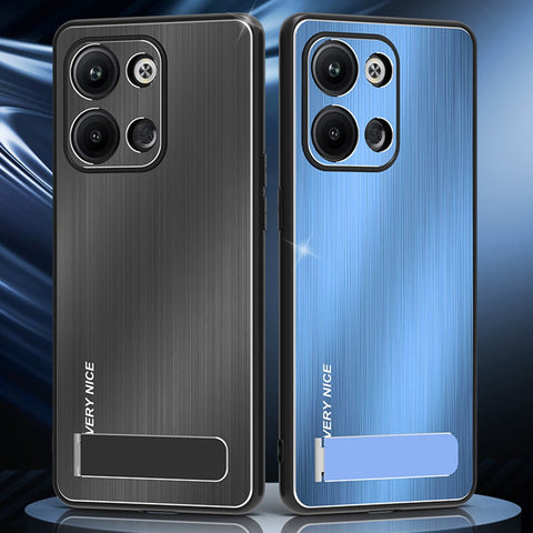For Oppo Reno9 Pro+ 5G Phone Case Kickstand TPU Frame Brushed Aluminium Alloy Back Phone CCover