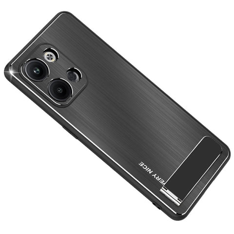 For Oppo Reno9 Pro+ 5G Phone Case Kickstand TPU Frame Brushed Aluminium Alloy Back Phone CCover