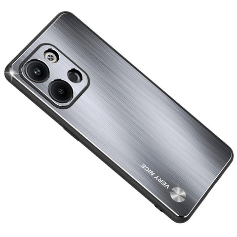 For Oppo Reno9 Pro+ 5G TPU Frame Phone Case Brushed Aluminium Alloy Back Anti-drop Cover