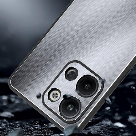 For Oppo Reno9 Pro+ 5G TPU Frame Phone Case Brushed Aluminium Alloy Back Anti-drop Cover