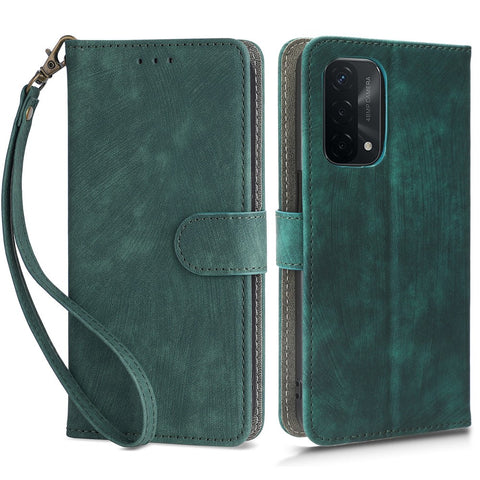 For Oppo A93 5G / A74 5G / A54 5G Phone Wallet Case RFID Blocking PU Leather Stand Cover with Strap
