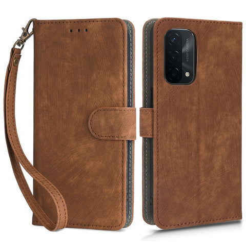 For Oppo A93 5G / A74 5G / A54 5G Phone Wallet Case RFID Blocking PU Leather Stand Cover with Strap
