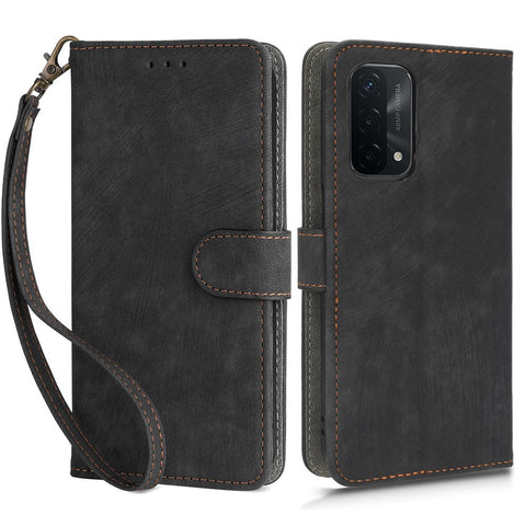 For Oppo A93 5G / A74 5G / A54 5G Phone Wallet Case RFID Blocking PU Leather Stand Cover with Strap