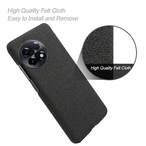 Cloth Texture Smartphone Cover for OnePlus 11R 5G / Ace 2 5G , Solid Color Hard PC+Cloth Anti-scratch Case