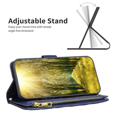 BINFEN COLOR BF Style-15 for Xiaomi 13 Lite / Civi 2 5G Zipper Pocket PU Leather Wallet Case Phone Stand Cover