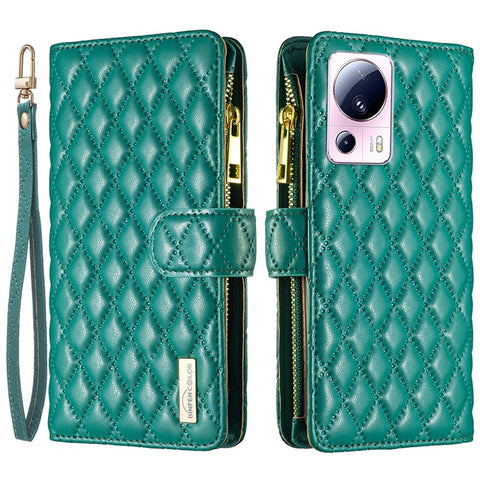 BINFEN COLOR BF Style-15 for Xiaomi 13 Lite / Civi 2 5G Zipper Pocket PU Leather Wallet Case Phone Stand Cover